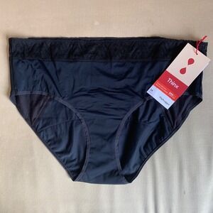 NWT THINX Hiphugger Period Underwear Black Moderate Absorbency Lace Waist 3X NEW